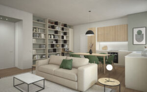 3D render visualizzazioni grafiche arredo soluzioni d'arredo rendering showroom appartamento cucina