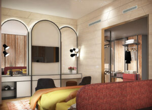 3D render visualizzazioni grafiche arredo soluzioni d'arredo rendering showroom hotel suites arredamento milano genova torino roma