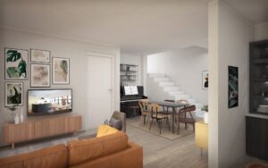 3D render visualizzazioni grafiche arredo soluzioni d'arredo rendering showroom design casa sala cucina